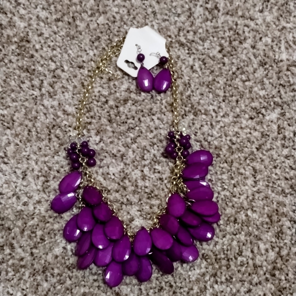 Beautiful purple necklace with matching earrings